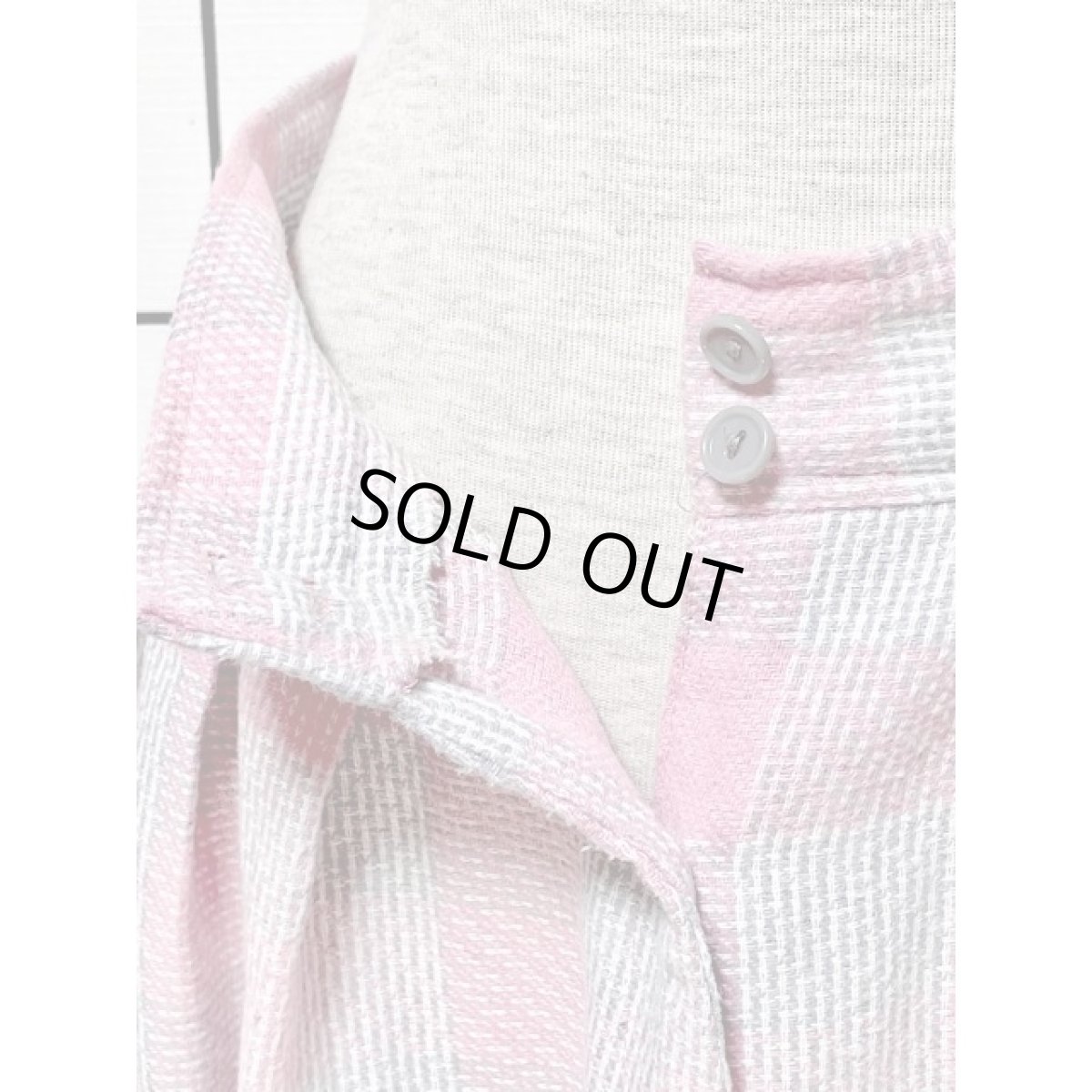 画像6: アメリカ古着 スカート チェック 前開き レトロ ピンク グレー (6)