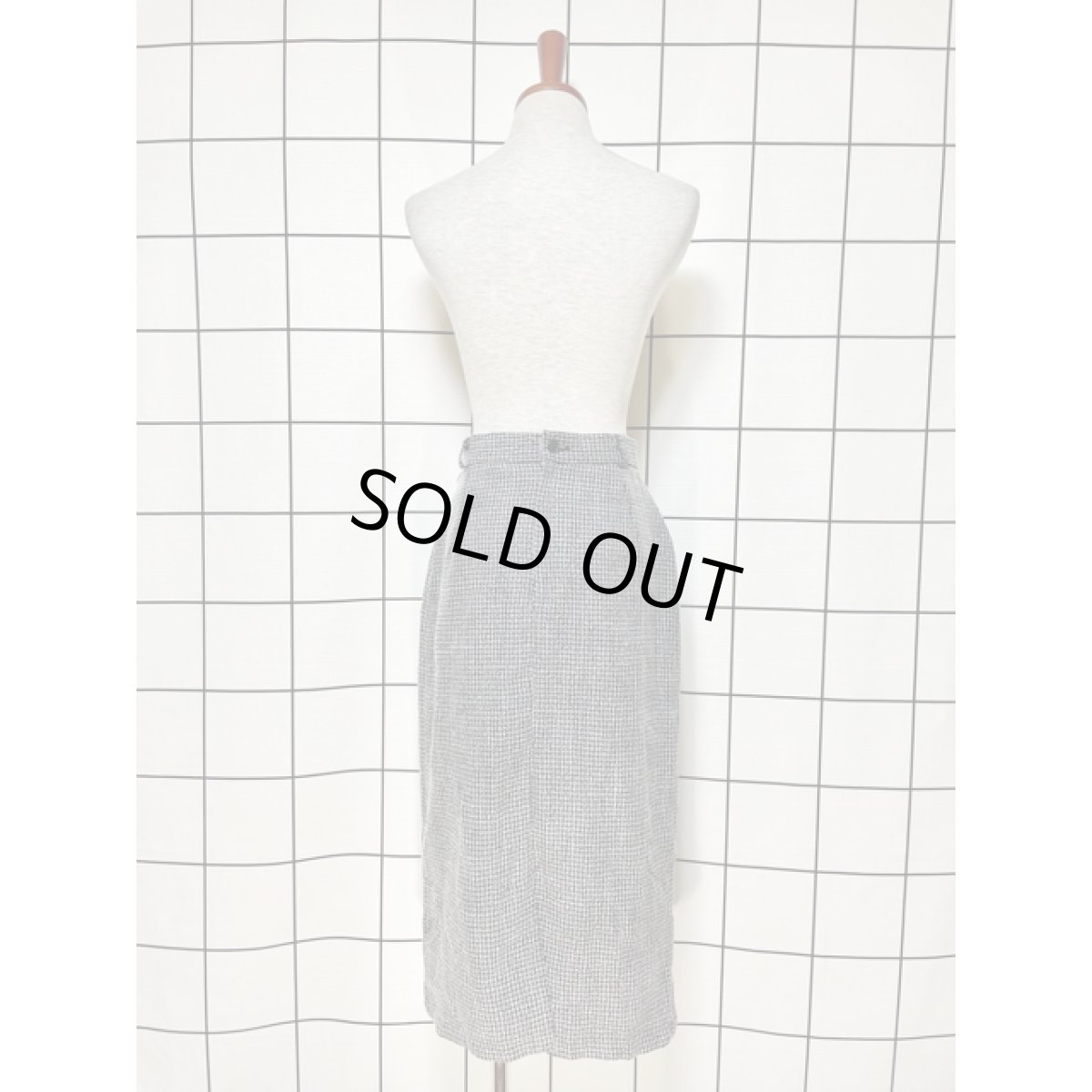 画像3: アメリカ古着 スカート ヴィンテージ 千鳥格子 モノトーン レトロ (3)