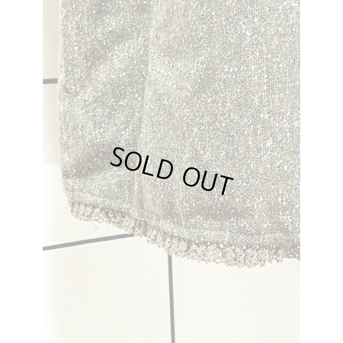 画像6: アメリカ古着 スカート ツイード レース カーキ レトロ (6)