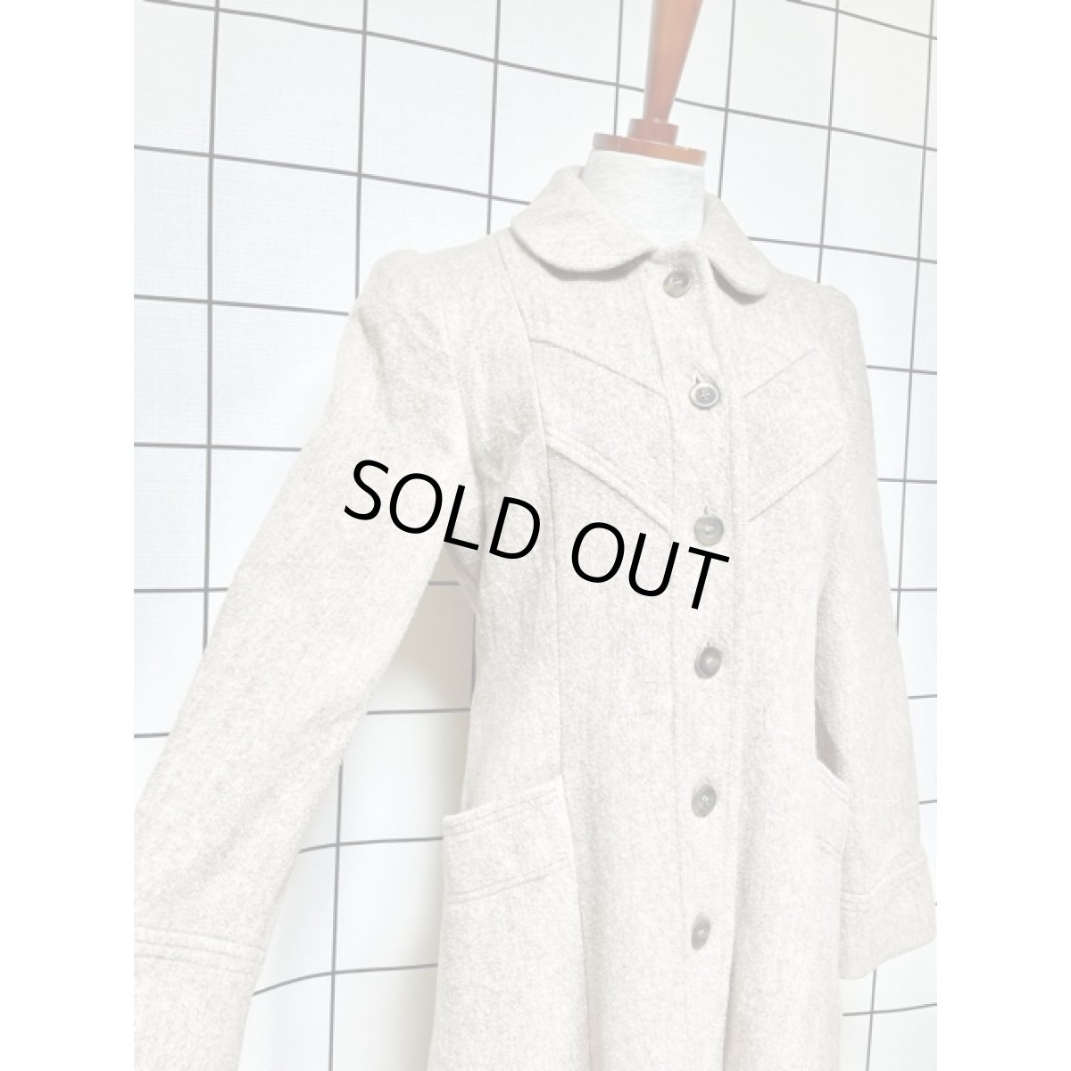 画像7: ヨーロッパ古着 コート フロントステッチデザイン ヴィンテージ レトロ ベージュ (7)