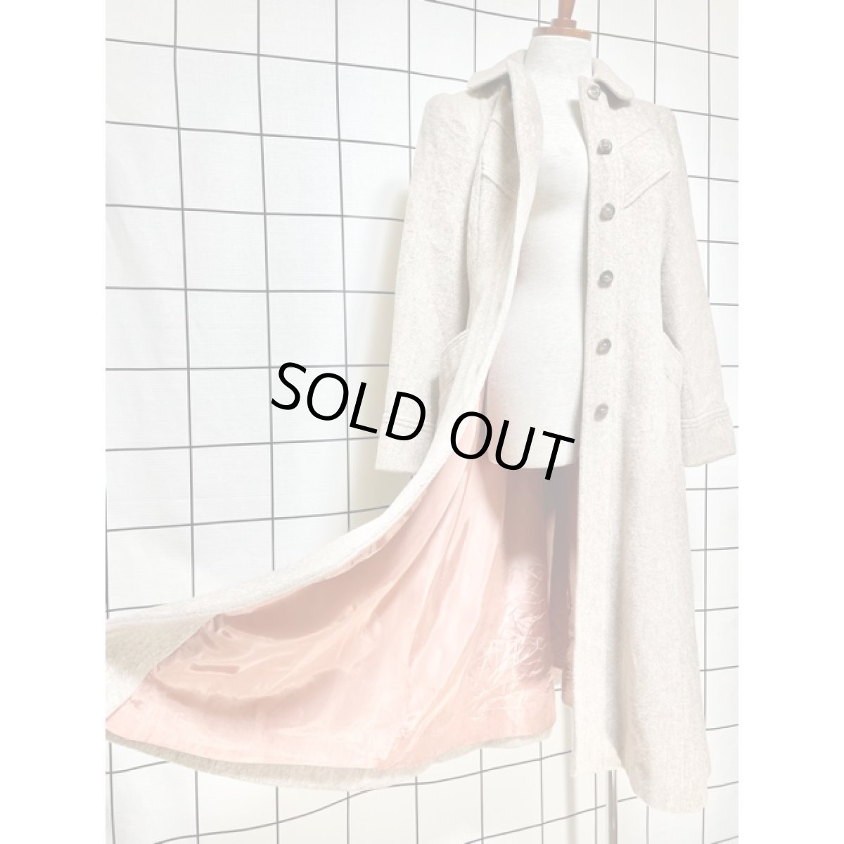 画像9: ヨーロッパ古着 コート フロントステッチデザイン ヴィンテージ レトロ ベージュ (9)