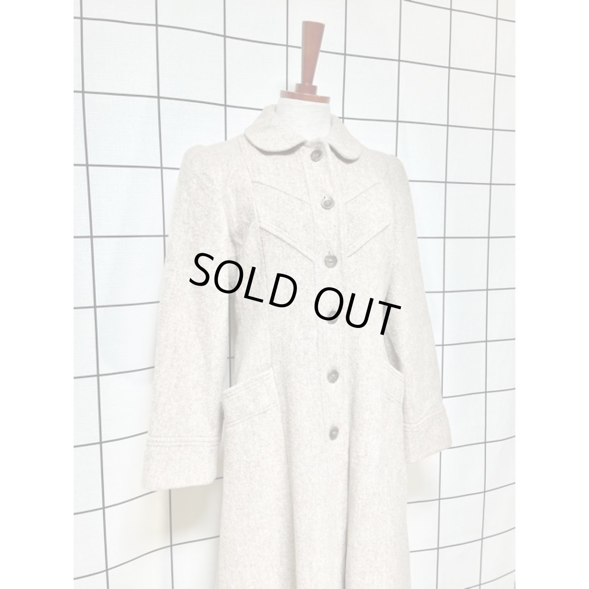 画像4: ヨーロッパ古着 コート フロントステッチデザイン ヴィンテージ レトロ ベージュ (4)