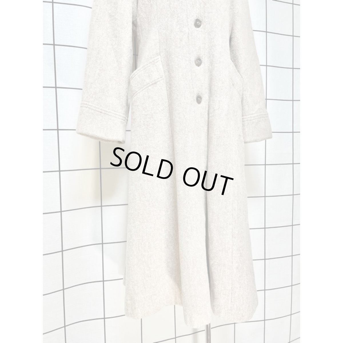 画像8: ヨーロッパ古着 コート フロントステッチデザイン ヴィンテージ レトロ ベージュ (8)