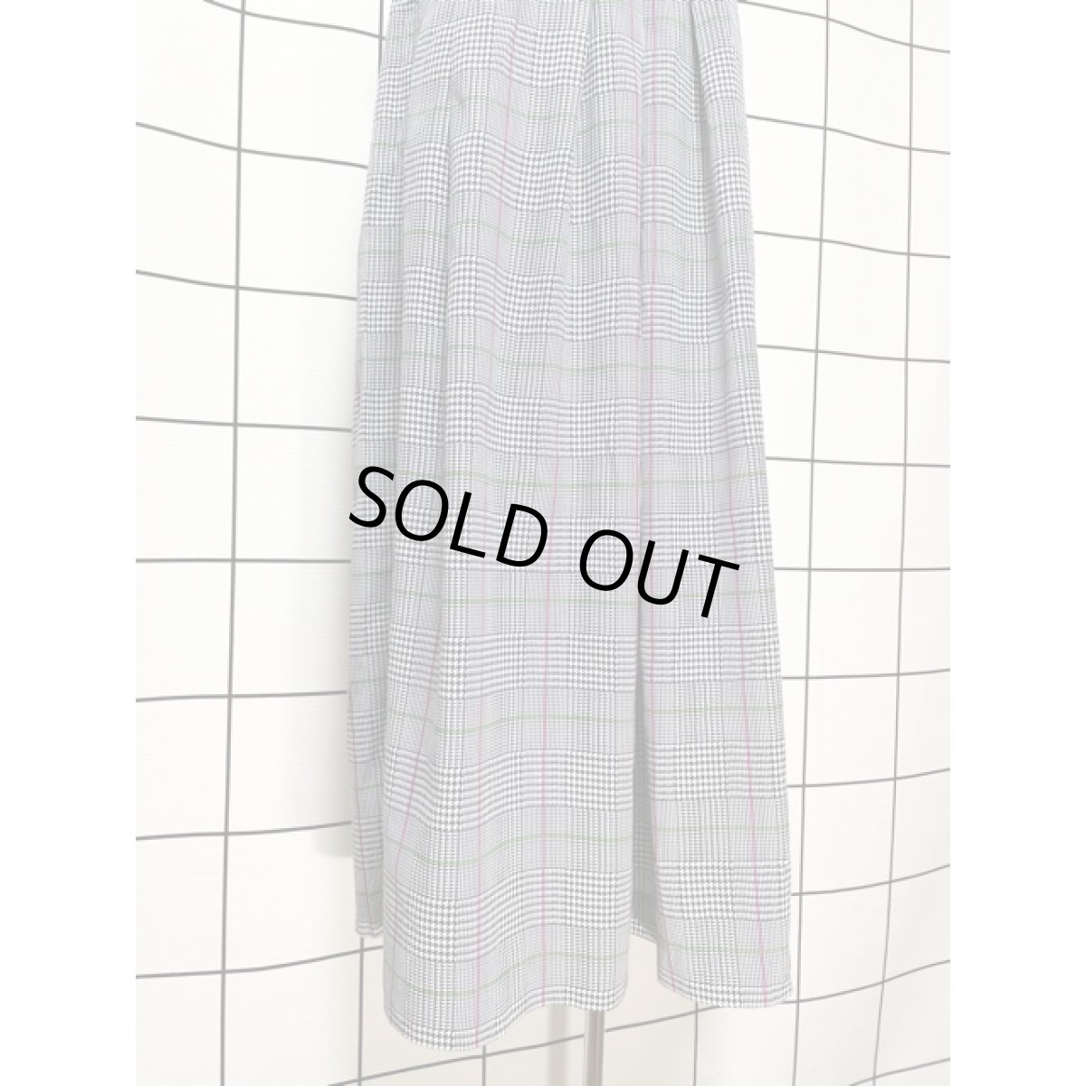 画像3: アメリカ古着 ロングスカート ヴィンテージ グレンチェック 蛍光ライン (3)