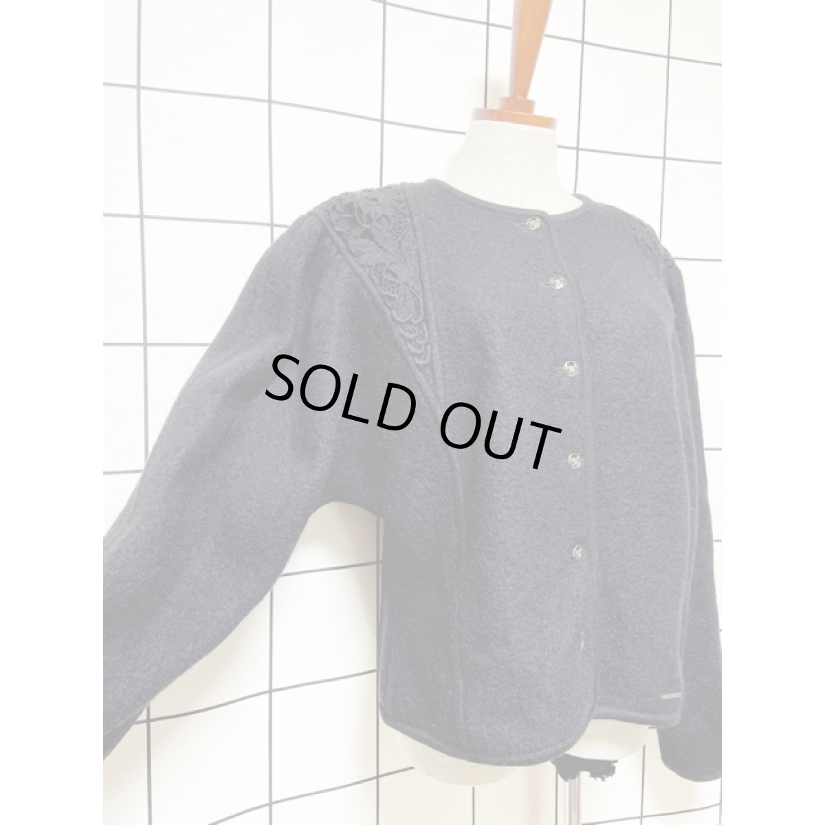 画像5: オーストリア製 ブラック フォークロア レトロ ヨーロッパ古着 チロルニットカーディガン (5)