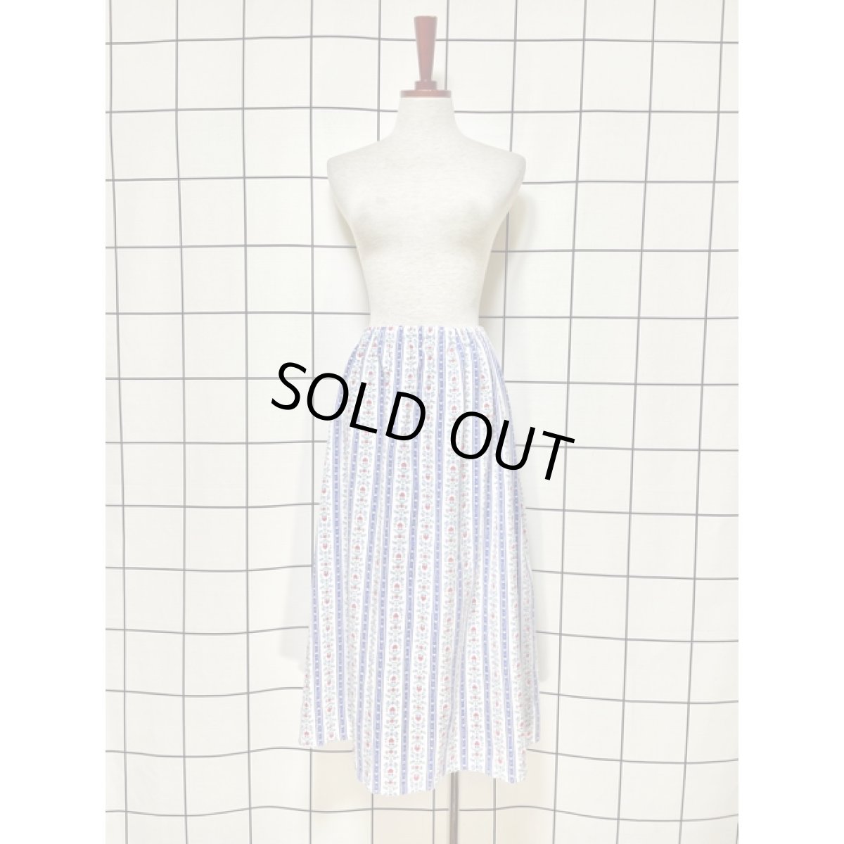 画像2: アメリカ古着 スカート ヴィンテージ ストライプ ハート柄 レトロ ホワイト (2)