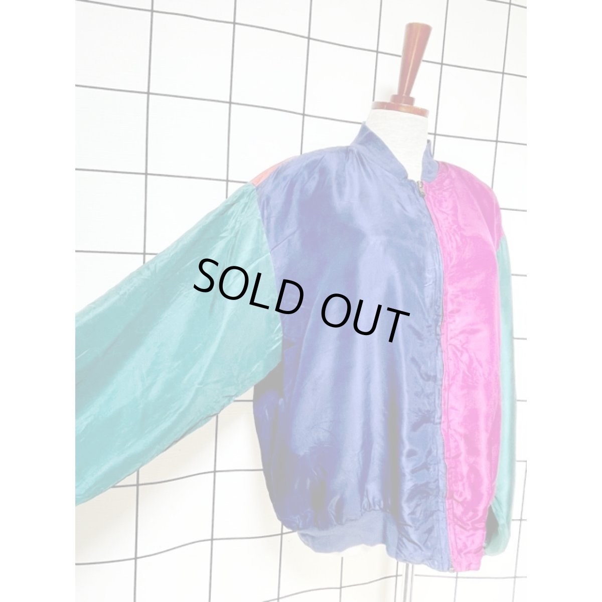 画像6: アメリカ古着 ナイロンジャケット マルチカラーブルゾン ジャンバー ジップアップ (6)