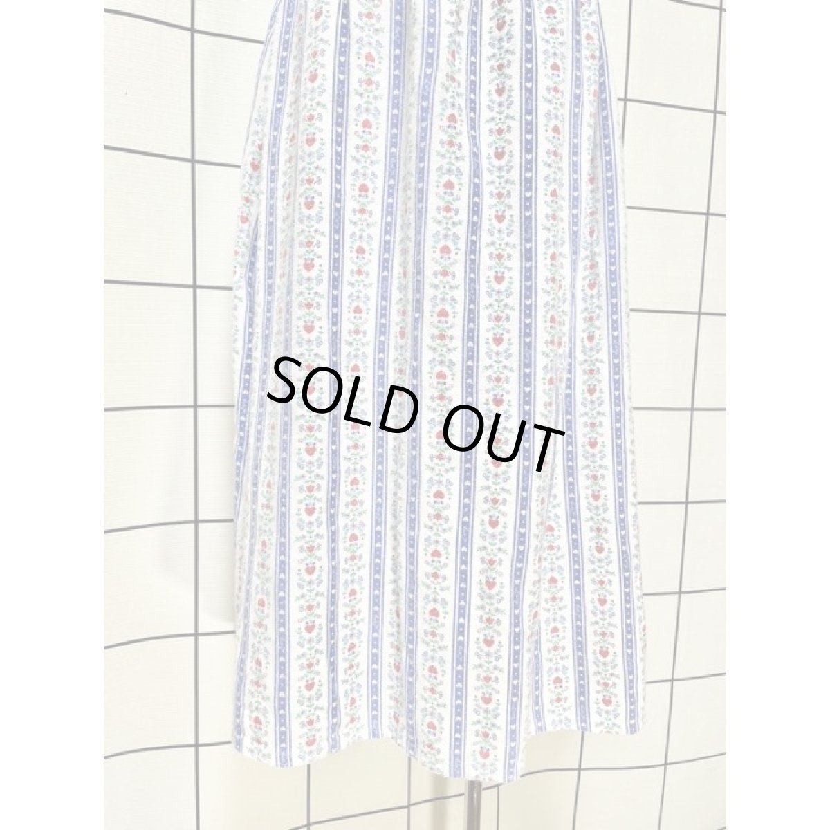 画像5: アメリカ古着 スカート ヴィンテージ ストライプ ハート柄 レトロ ホワイト (5)