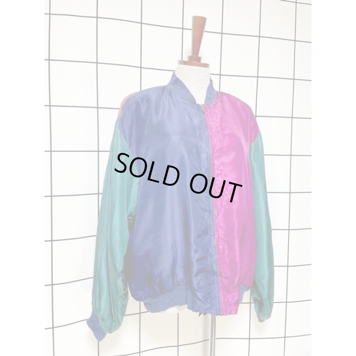 画像3: アメリカ古着 ナイロンジャケット マルチカラーブルゾン ジャンバー ジップアップ (3)