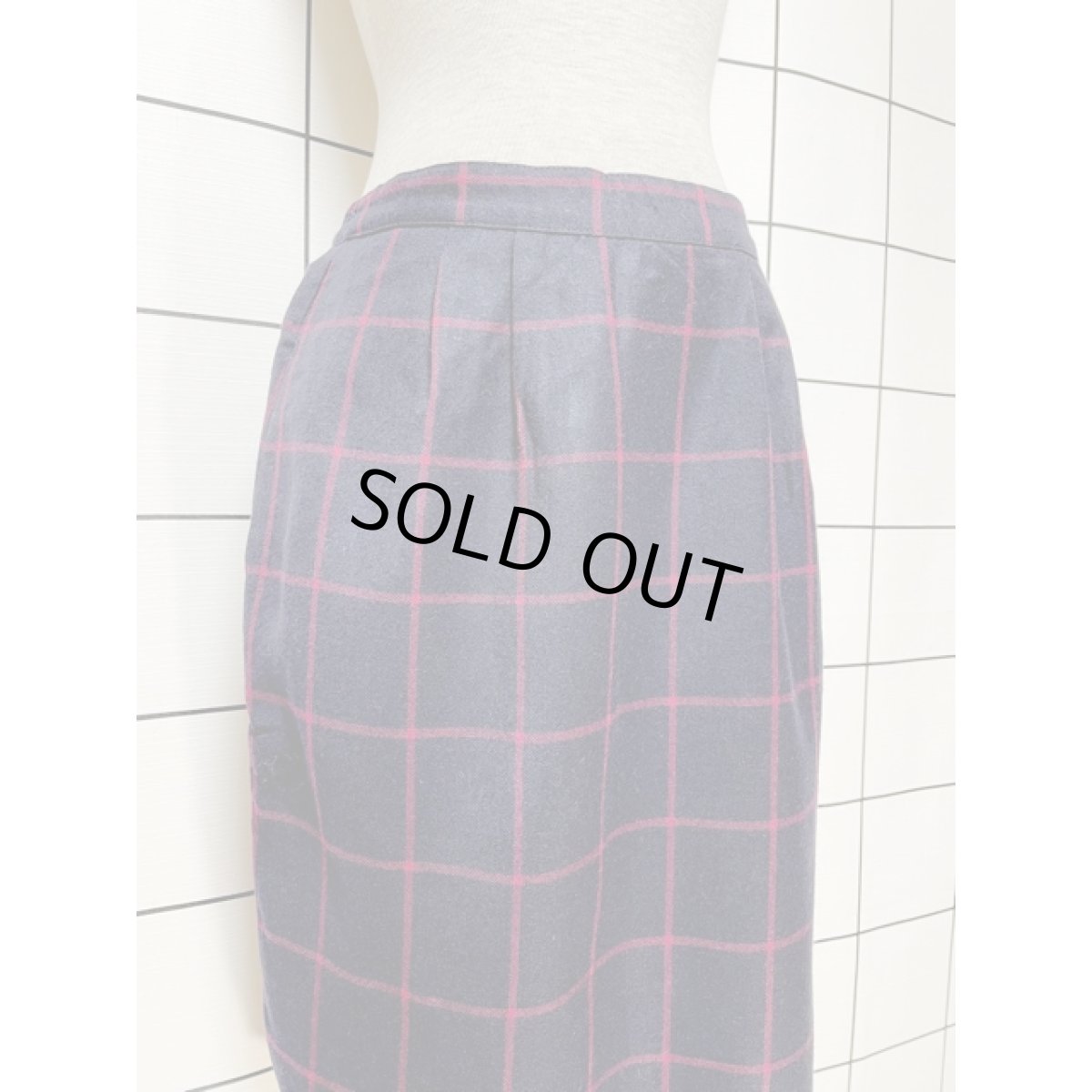 画像2: アメリカ古着 スカート ヴィンテージ ネイビー レッドチェック レトロ (2)