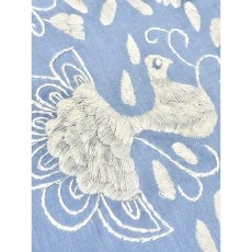 画像10: アメリカ古着 チュニックブラウス お花刺繍 鳥刺繍 ライトブルー プルオーバー (10)