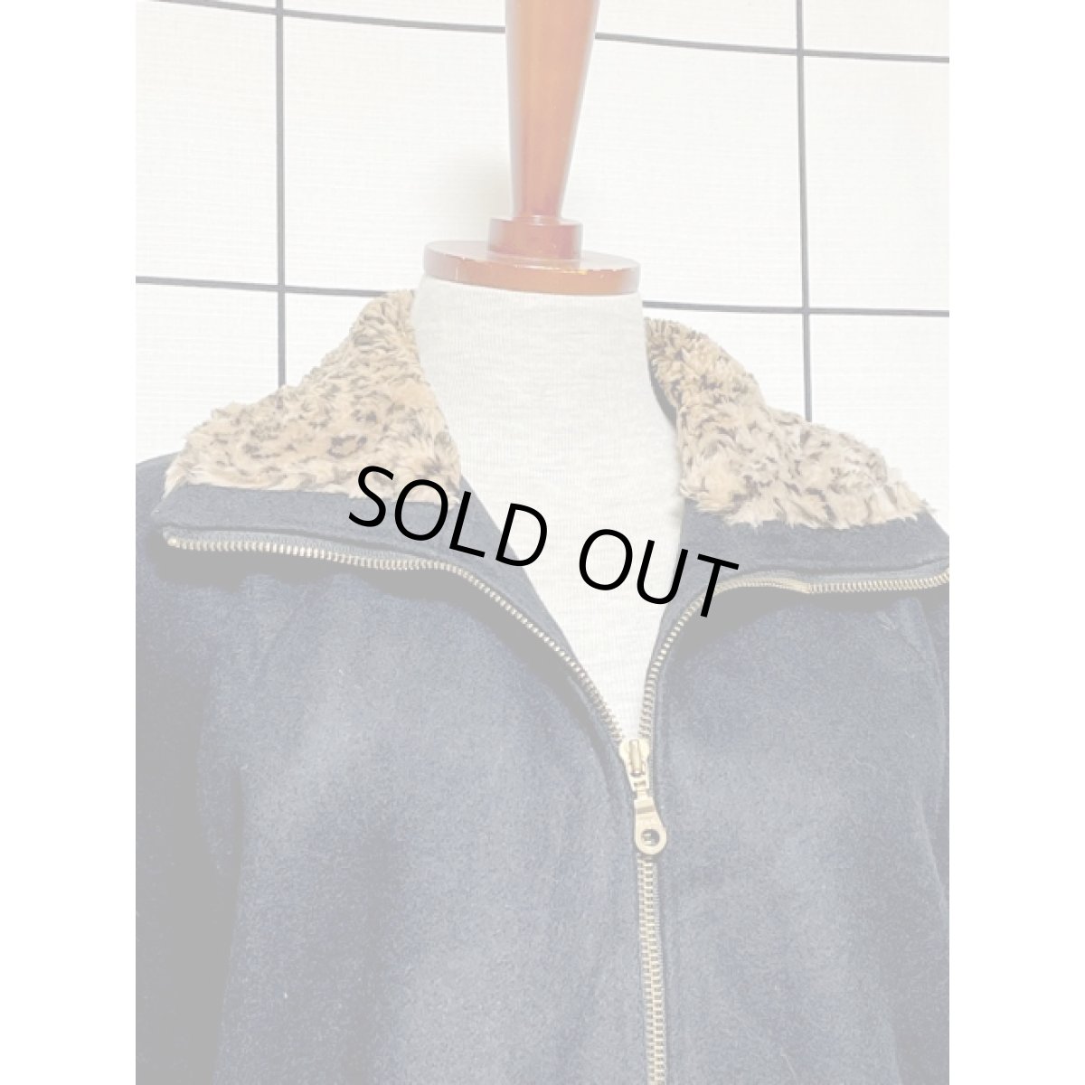 画像5: アメリカ古着 コート ヴィンテージ アニマルファー襟 ジップアップ ブラック (5)