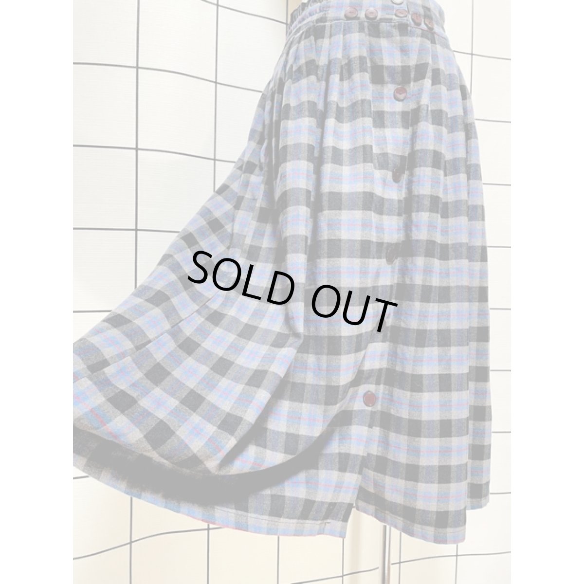 画像6: アメリカ古着 スカート ヴィンテージ チェック 前開き レトロ (6)