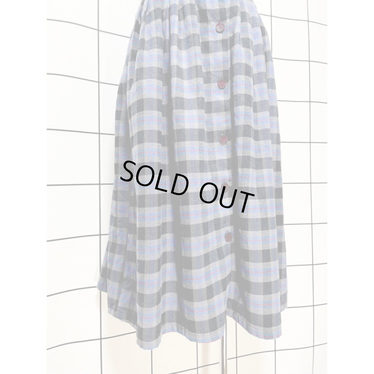 画像5: アメリカ古着 スカート ヴィンテージ チェック 前開き レトロ (5)