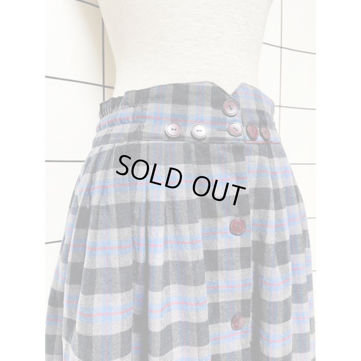 画像4: アメリカ古着 スカート ヴィンテージ チェック 前開き レトロ (4)