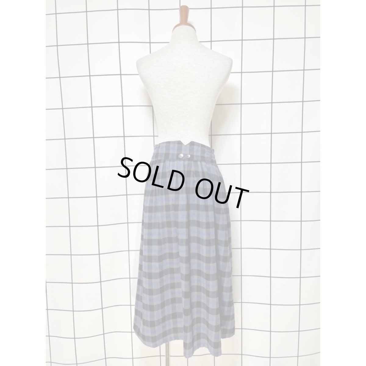 画像3: アメリカ古着 スカート ヴィンテージ チェック 前開き レトロ (3)