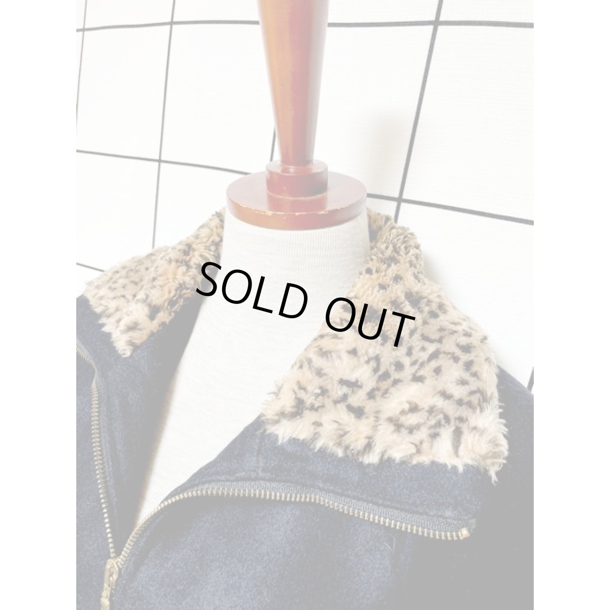 画像4: アメリカ古着 コート ヴィンテージ アニマルファー襟 ジップアップ ブラック (4)