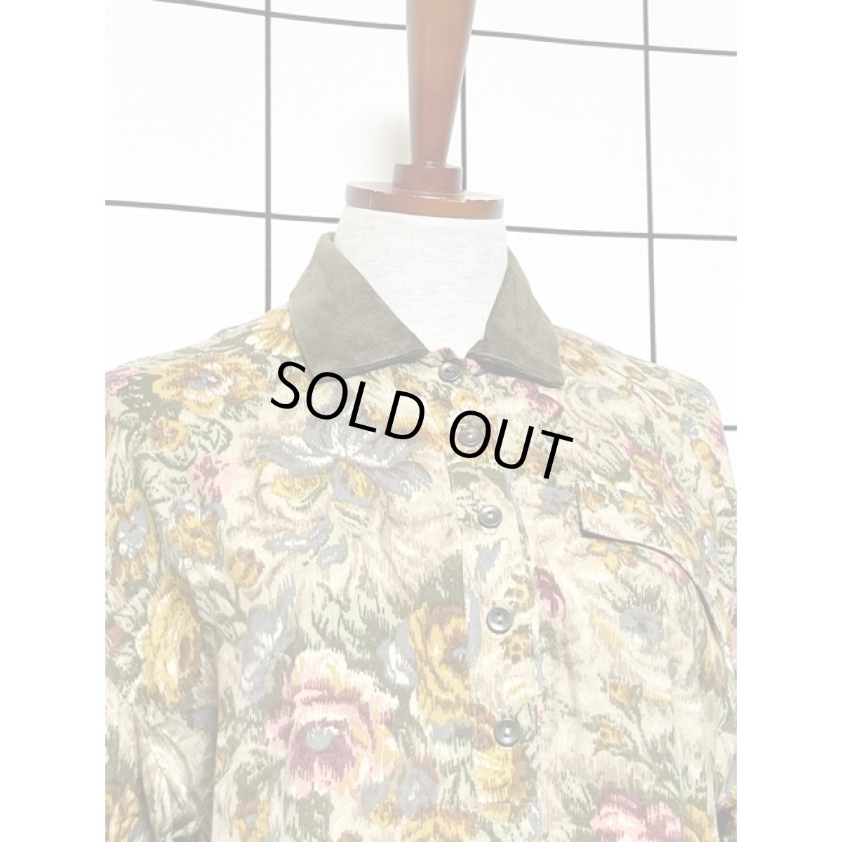 画像5: アメリカ古着 ワンピース ヴィンテージ コーデュロイ切り替え 花柄 (5)