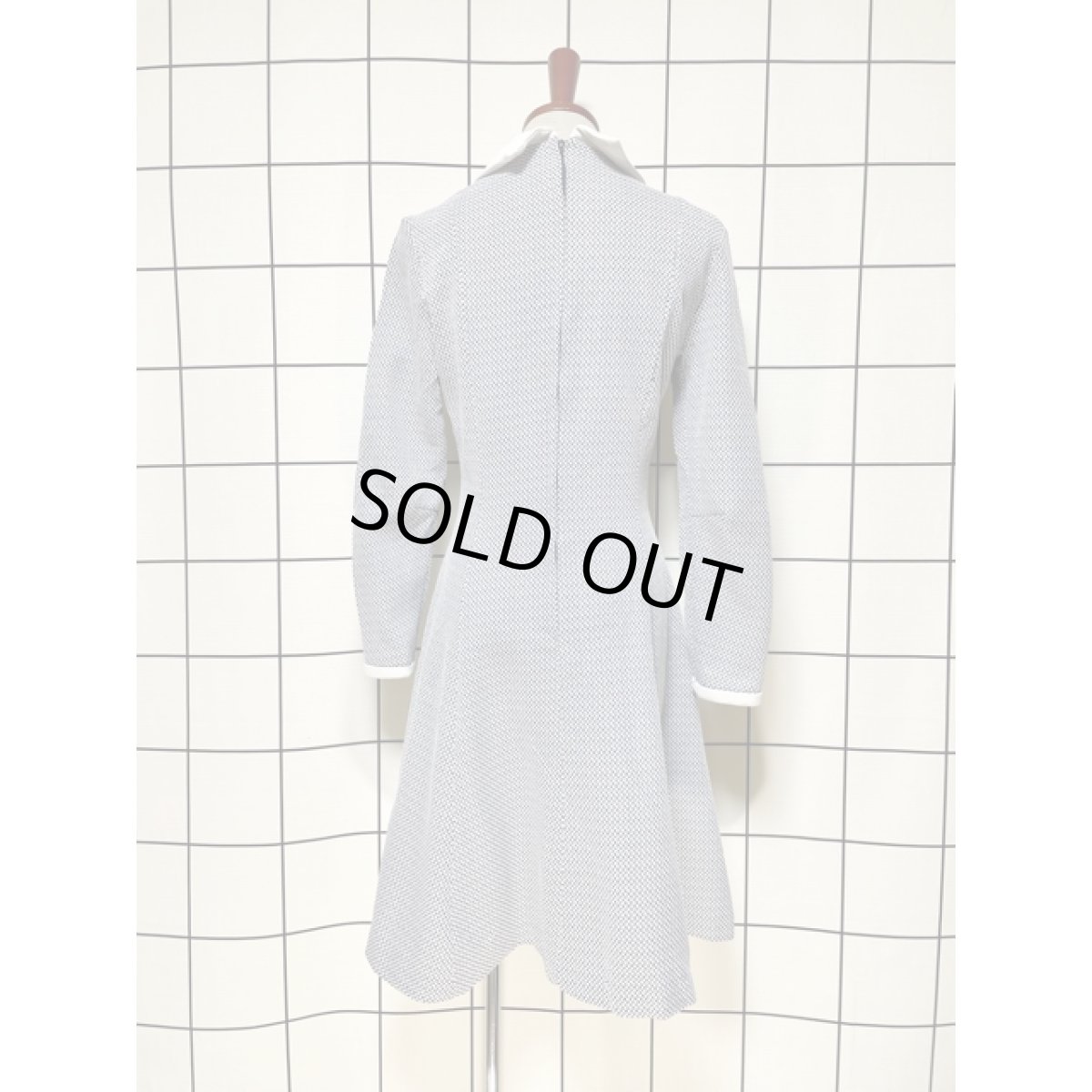 画像2: ヨーロッパ古着 70'sVintage ワンピース ドットリボン 襟切り替え Aライン (2)