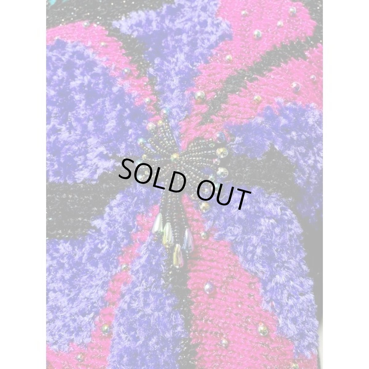 画像8: アメリカ古着 ニットセーター ビーズ フラワーモチーフ プルオーバー サイケ (8)