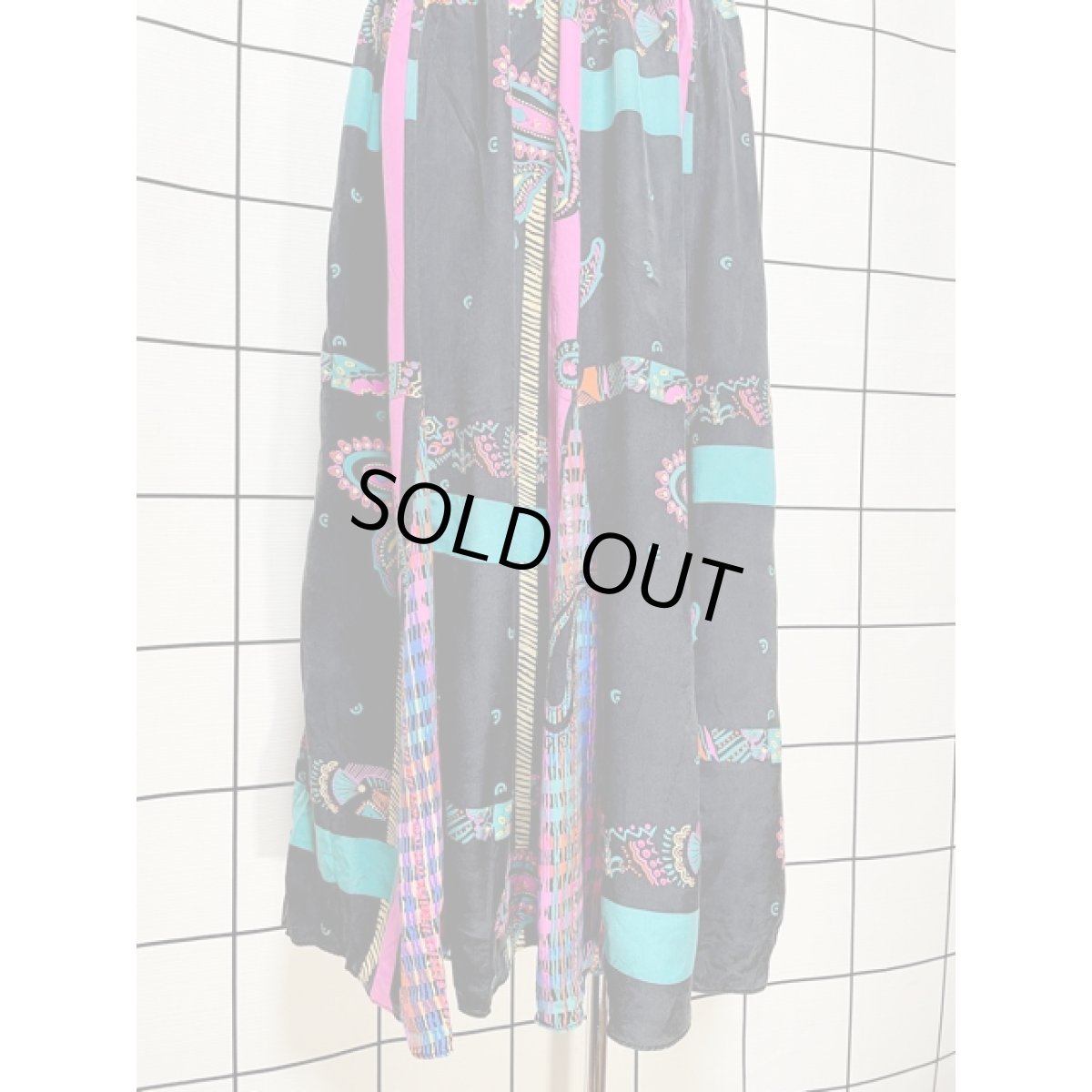 画像5: アメリカ古着 スカート ヴィンテージ レトロサイケ ペイズリーモチーフ ロング (5)