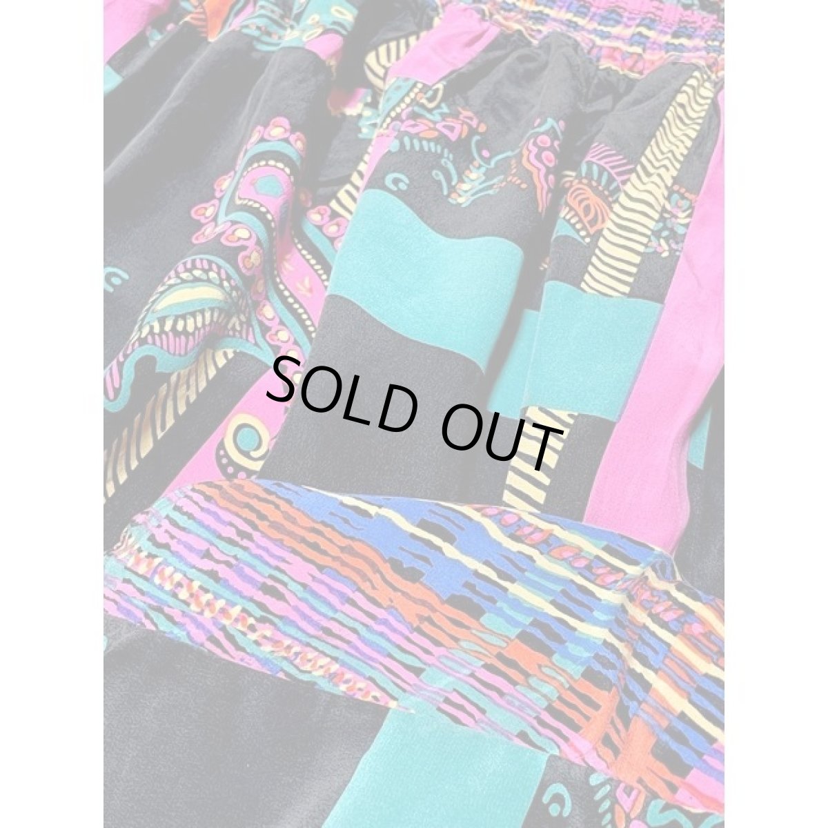 画像7: アメリカ古着 スカート ヴィンテージ レトロサイケ ペイズリーモチーフ ロング (7)