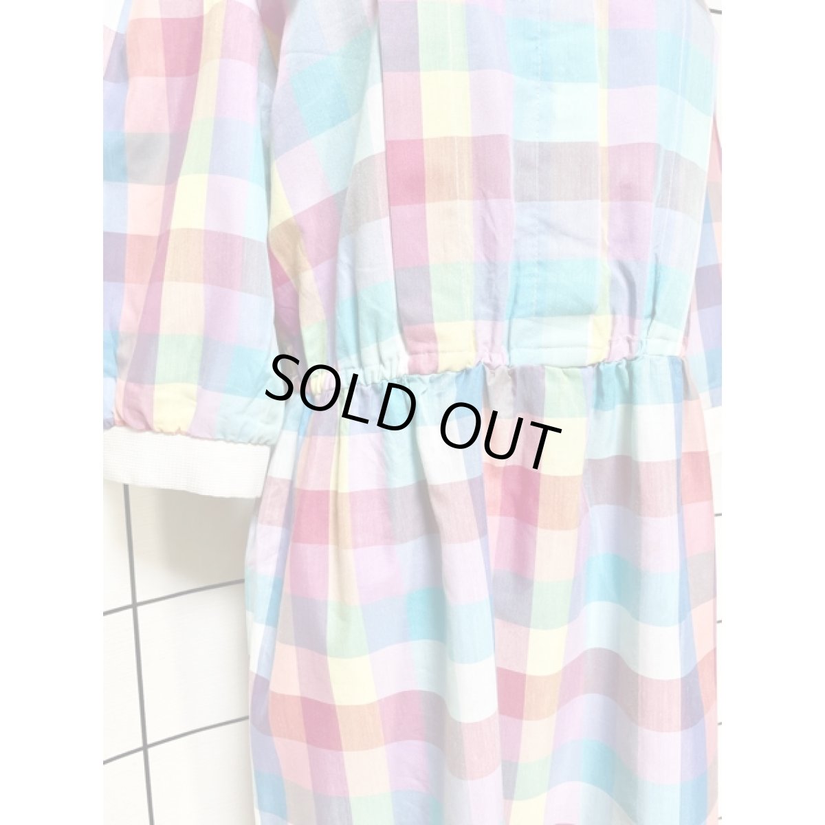 画像7: アメリカ古着 ワンピース ヴィンテージ チェック 切り替え ウエストゴム (7)