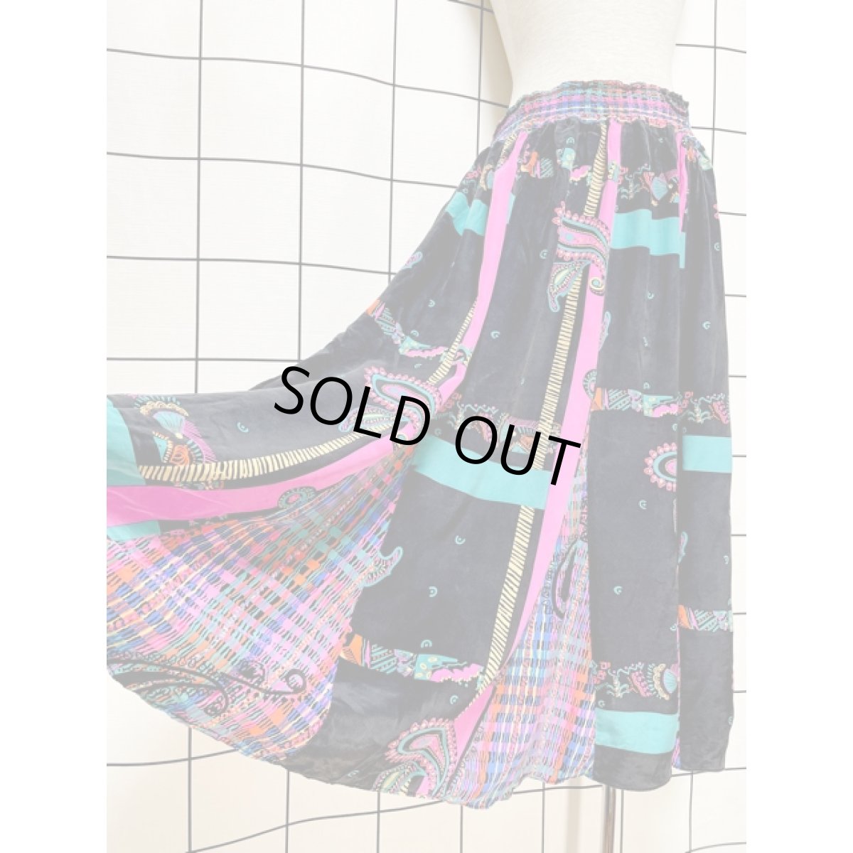 画像6: アメリカ古着 スカート ヴィンテージ レトロサイケ ペイズリーモチーフ ロング (6)