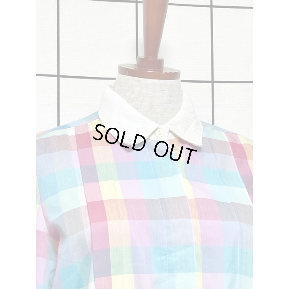 画像5: アメリカ古着 ワンピース ヴィンテージ チェック 切り替え ウエストゴム (5)