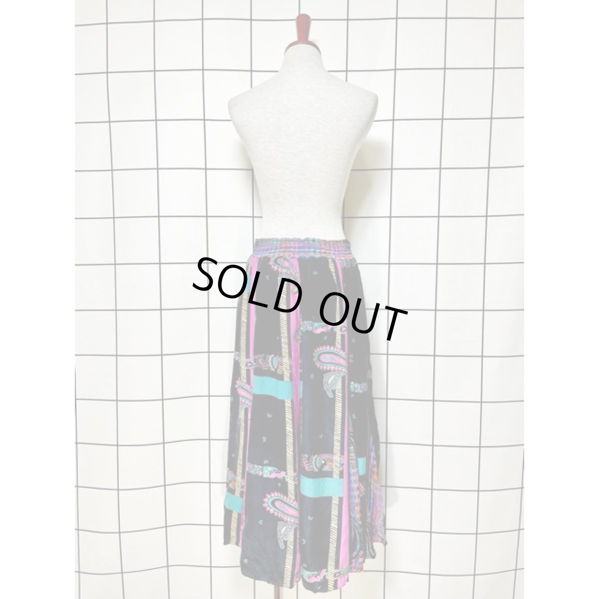 画像3: アメリカ古着 スカート ヴィンテージ レトロサイケ ペイズリーモチーフ ロング (3)