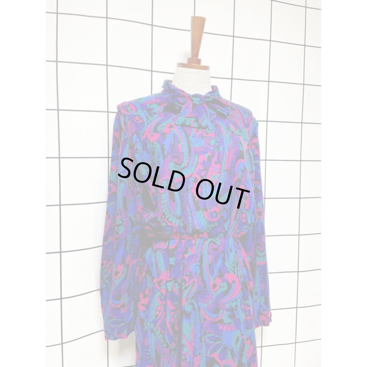 画像4: アメリカ古着 サイケデリック 首元リボン TALON レトロ ヴィンテージワンピース (4)