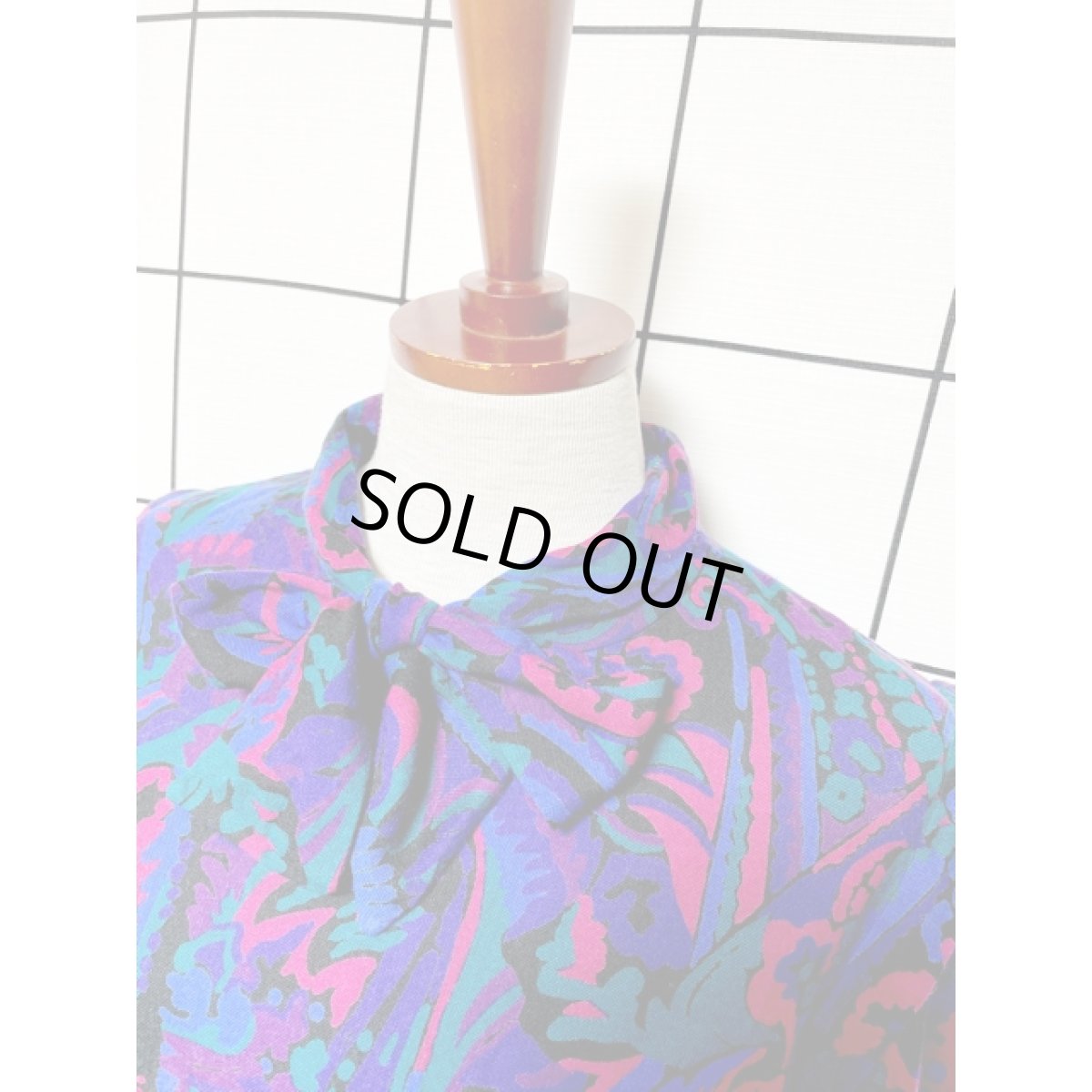 画像5: アメリカ古着 サイケデリック 首元リボン TALON レトロ ヴィンテージワンピース (5)