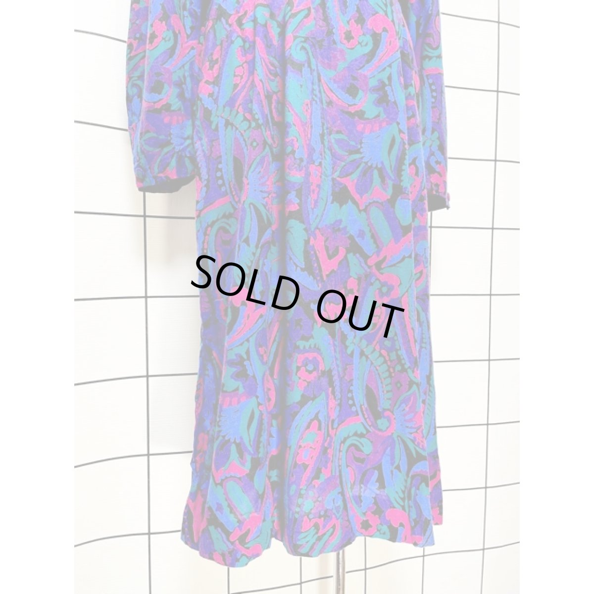 画像9: アメリカ古着 サイケデリック 首元リボン TALON レトロ ヴィンテージワンピース (9)