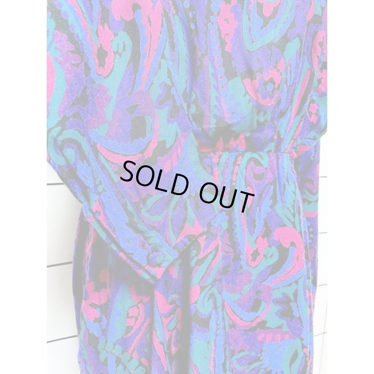 画像8: アメリカ古着 サイケデリック 首元リボン TALON レトロ ヴィンテージワンピース (8)