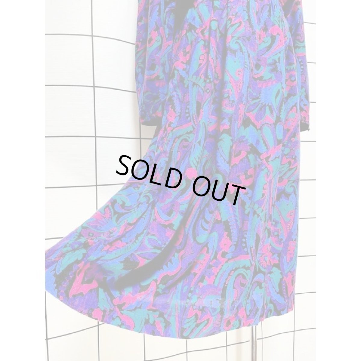 画像10: アメリカ古着 サイケデリック 首元リボン TALON レトロ ヴィンテージワンピース (10)