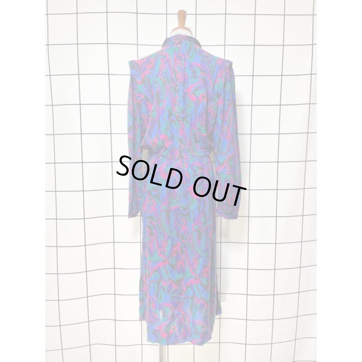 画像2: アメリカ古着 サイケデリック 首元リボン TALON レトロ ヴィンテージワンピース (2)