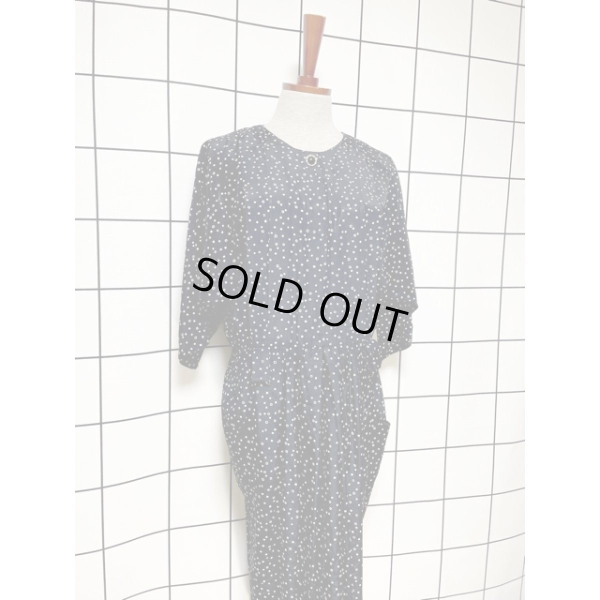 画像3: アメリカ古着 ワンピース ヴィンテージ 発泡柄 スクエア ドルマン レトロ (3)