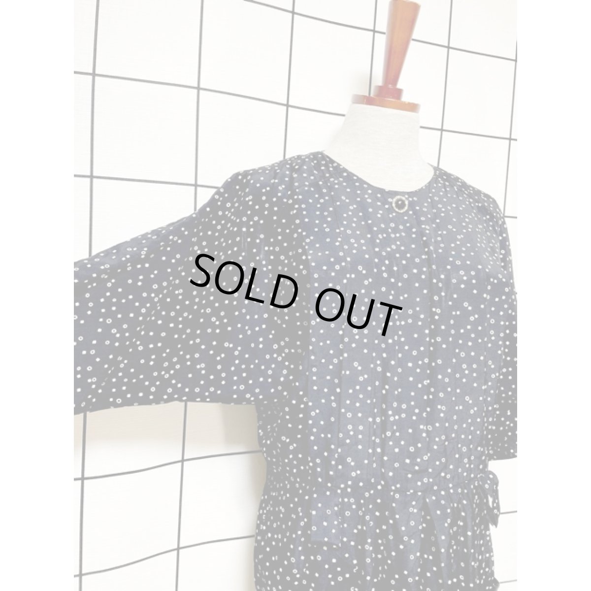 画像6: アメリカ古着 ワンピース ヴィンテージ 発泡柄 スクエア ドルマン レトロ (6)