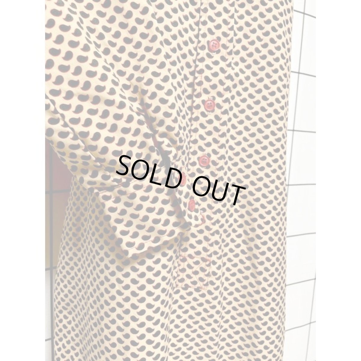 画像7: アメリカ古着 ワンピース ヴィンテージ ペイズリーモチーフ 総柄 レトロ 長袖 (7)