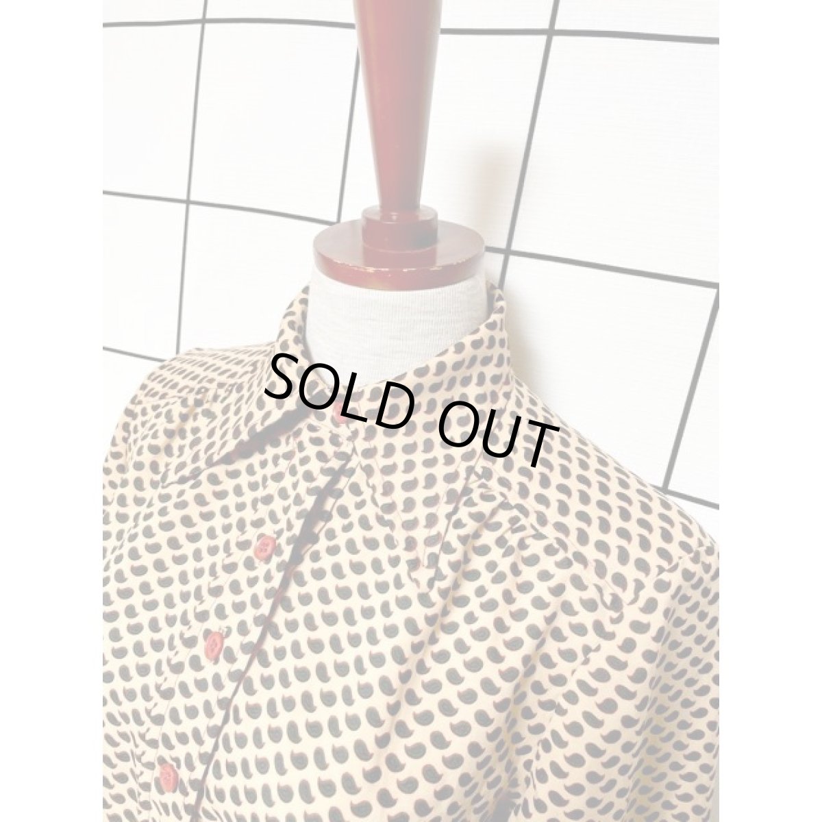 画像4: アメリカ古着 ワンピース ヴィンテージ ペイズリーモチーフ 総柄 レトロ 長袖 (4)