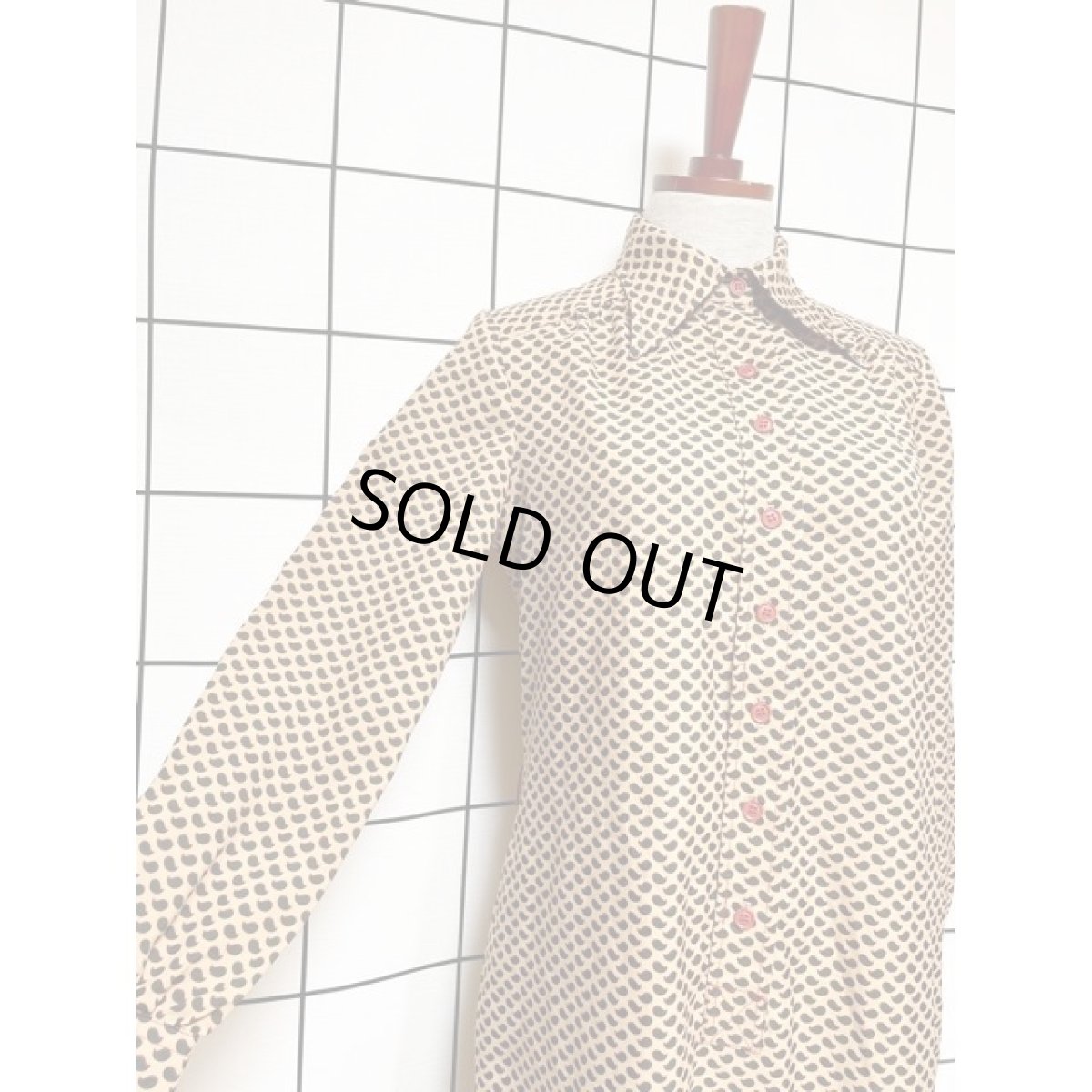 画像6: アメリカ古着 ワンピース ヴィンテージ ペイズリーモチーフ 総柄 レトロ 長袖 (6)