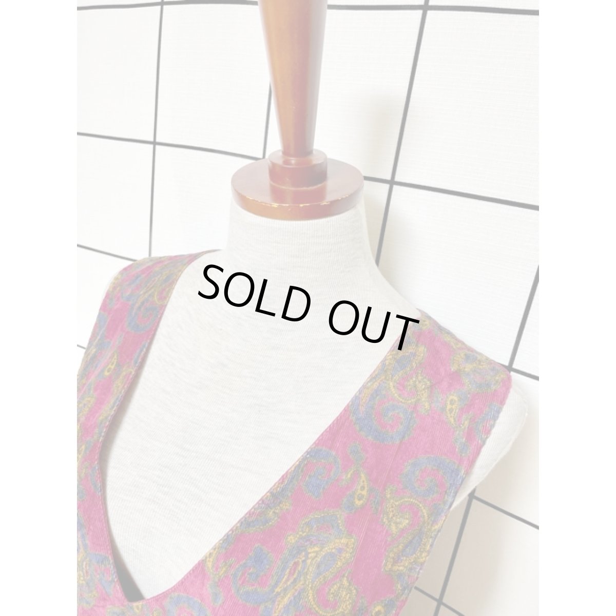 画像4: アメリカ古着 ジャンパースカート コーデュロイ ペイズリー レトロ ワインレッド (4)