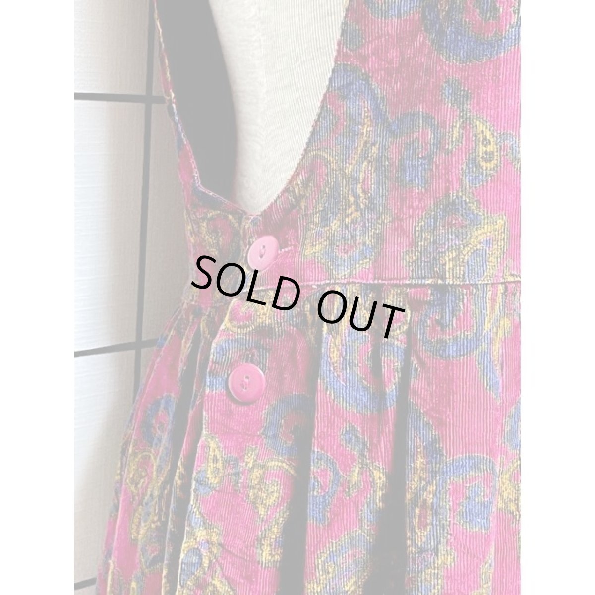 画像6: アメリカ古着 ジャンパースカート コーデュロイ ペイズリー レトロ ワインレッド (6)