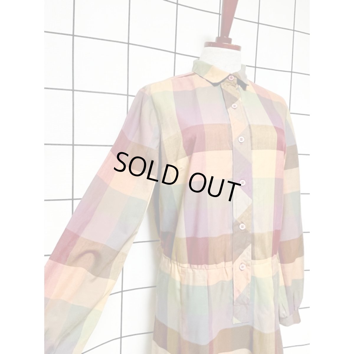 画像6: アメリカ古着 ワンピース ヴィンテージ チェック ウエストゴム (6)