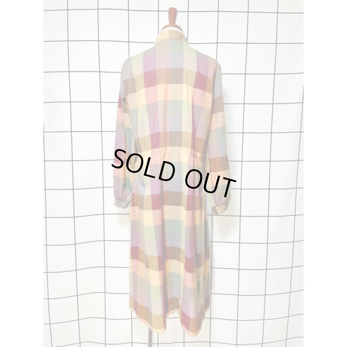 画像2: アメリカ古着 ワンピース ヴィンテージ チェック ウエストゴム (2)