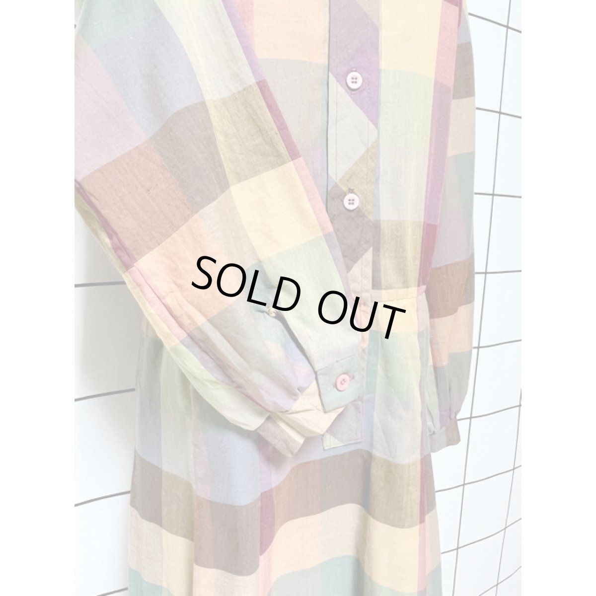 画像7: アメリカ古着 ワンピース ヴィンテージ チェック ウエストゴム (7)