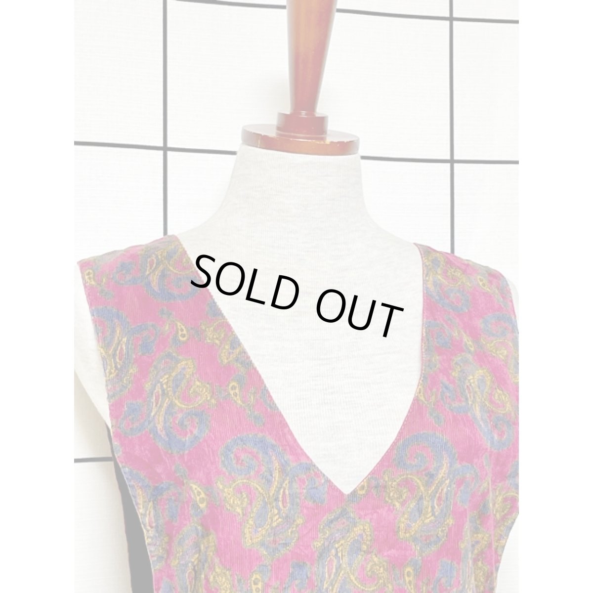 画像5: アメリカ古着 ジャンパースカート コーデュロイ ペイズリー レトロ ワインレッド (5)