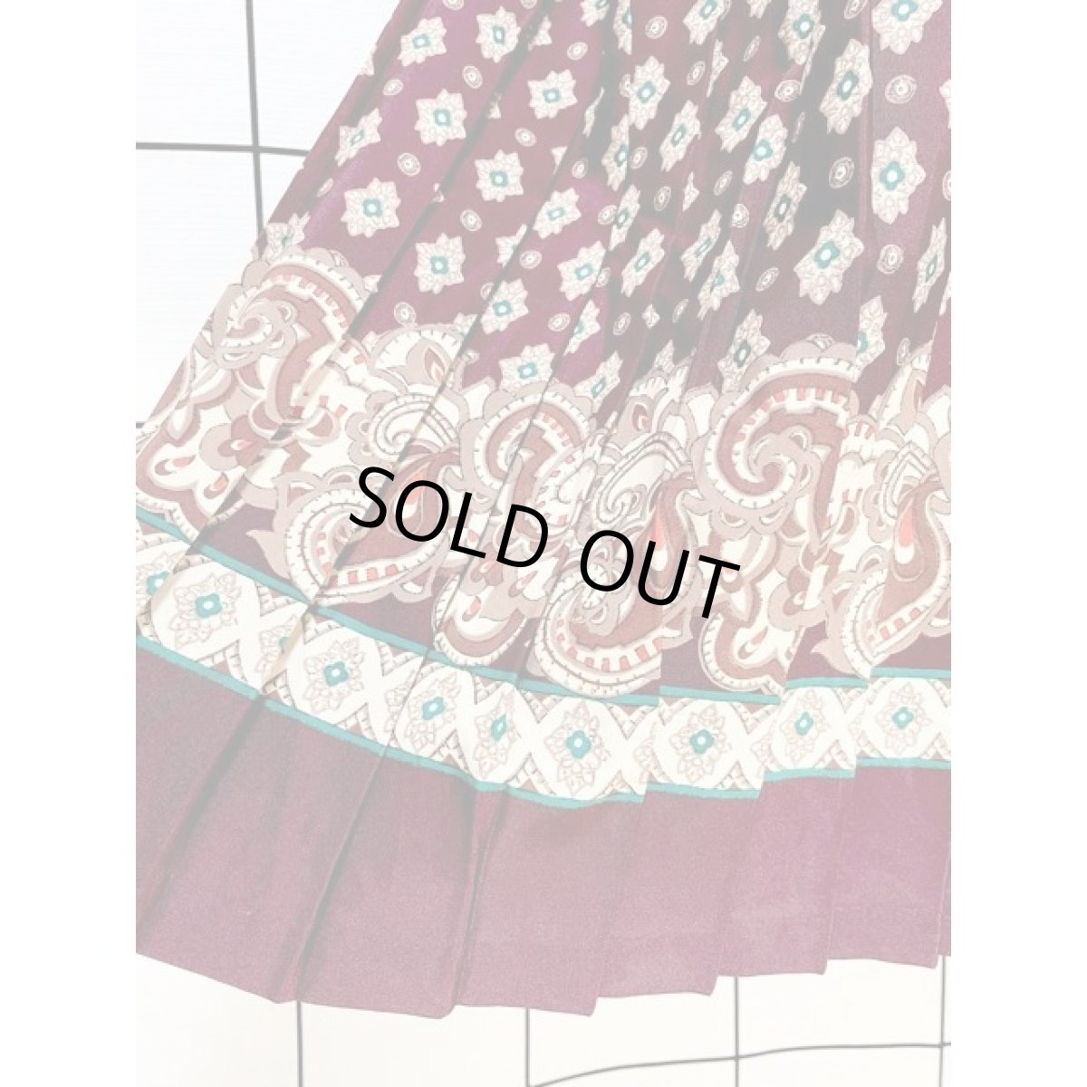 画像12: アメリカ古着 ワンピース ベルト付き プリーツ切り替え フラワーモチーフ ウエストゴム 長袖 レトロ (12)