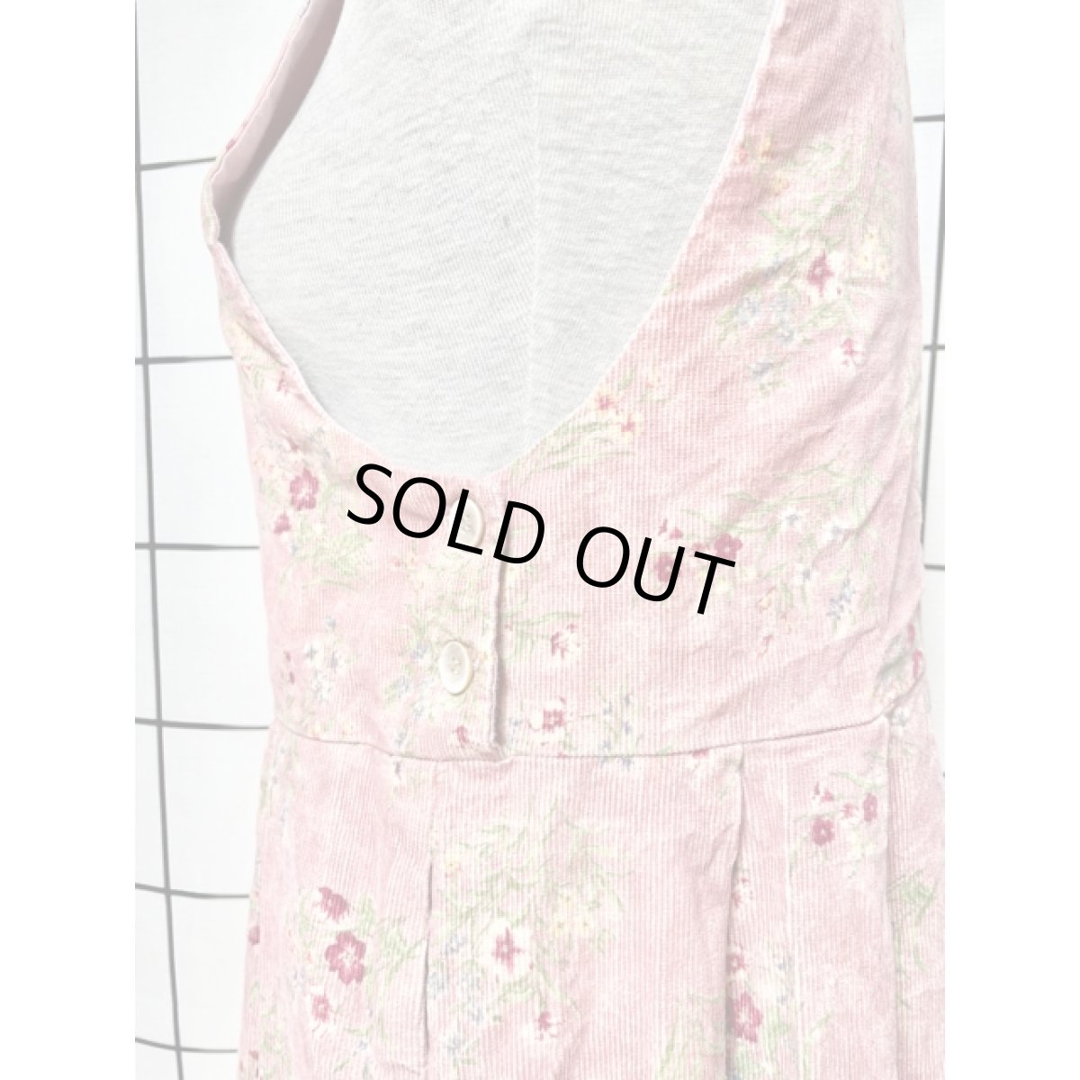 画像5: ジャンパースカート コーデュロイ 花柄 ピンク アメリカ古着 ヴィンテージ レトロ (5)