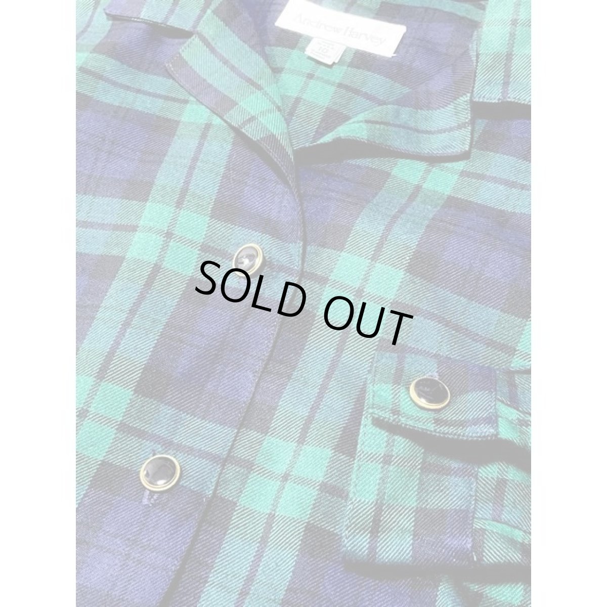 画像11: チェック 前開き 長袖 レトロアンティークボタン アメリカ古着 ヴィンテージワンピース (11)